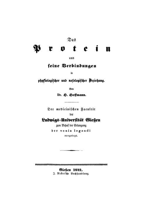 Cover image for book Das Protein und seine Verbindungen