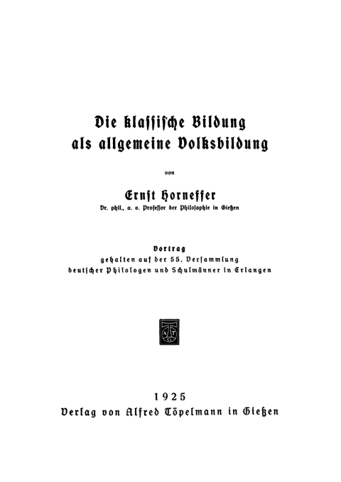 Cover image for book Die klassische Bildung als allgemeine Volksbildung
