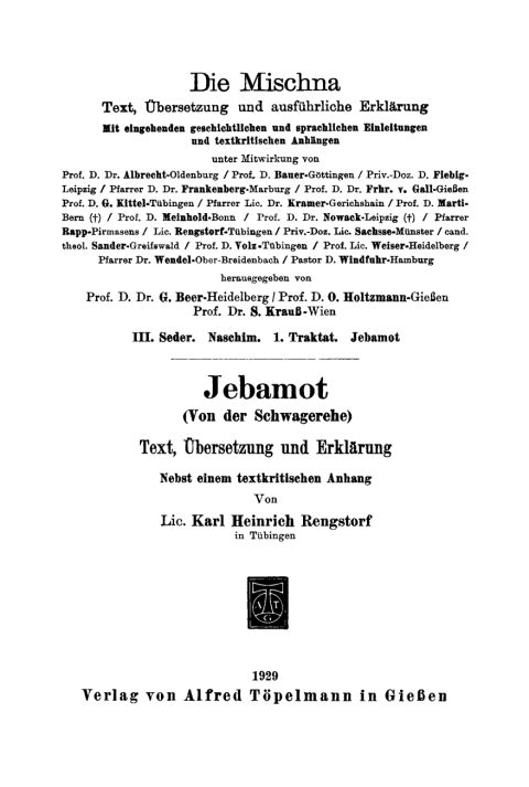 Cover image for book Jebamot (Von der Schwagerehe)