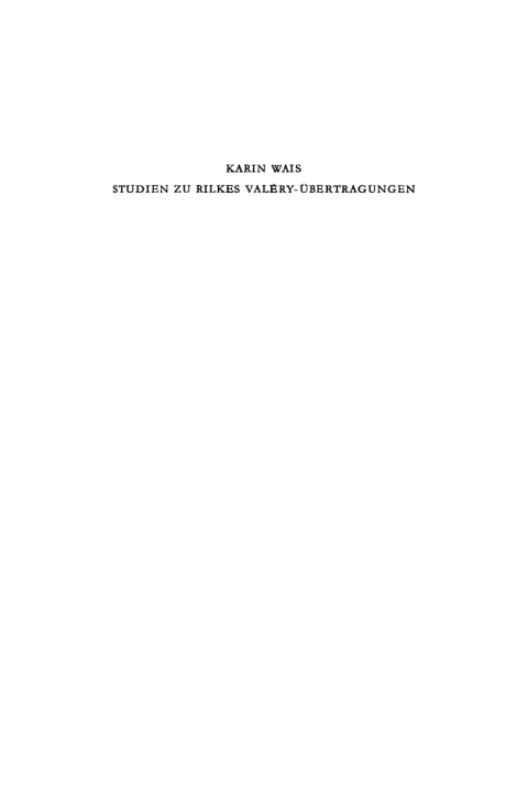 Cover image for book Studien zu Rilkes Valéry-Übertragungen