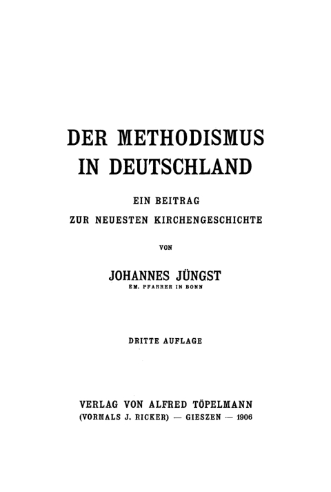 Cover image for book Der Methodismus in Deutschland