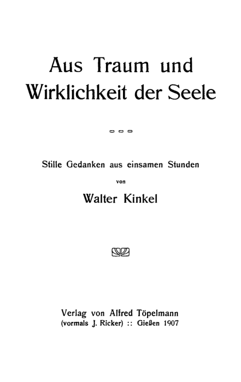 Cover image for book Aus Traum und Wirklichkeit der Seele