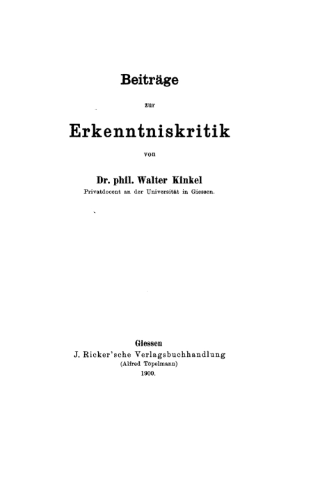 Cover image for book Beiträge zur Erkenntniskritik