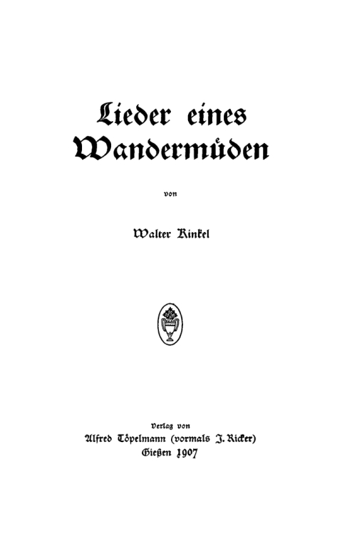 Cover image for book Lieder eines Wandermüden