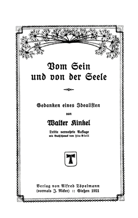Cover image for book Vom Sein und von der Seele