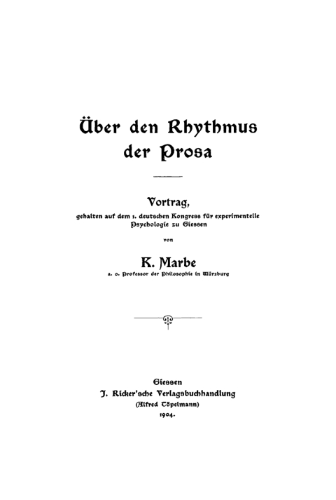 Cover image for book Über den Rhythmus der Prosa