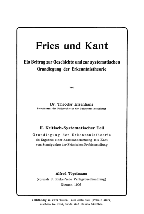 Cover image for book Kritisch-systematischer Teil