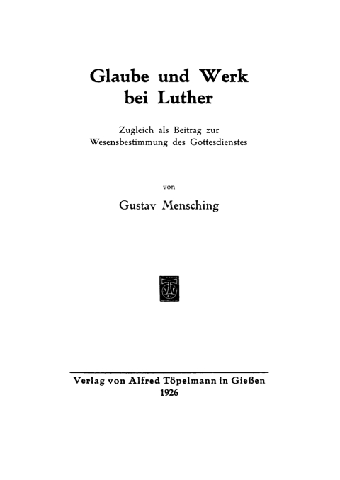 Cover image for book Glaube und Werk bei Luther