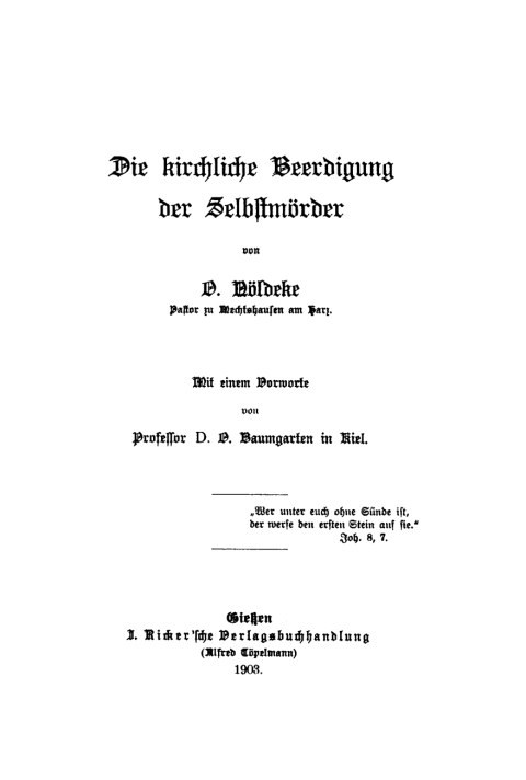 Cover image for book Die kirchliche Beerdigung der Selbstmörder