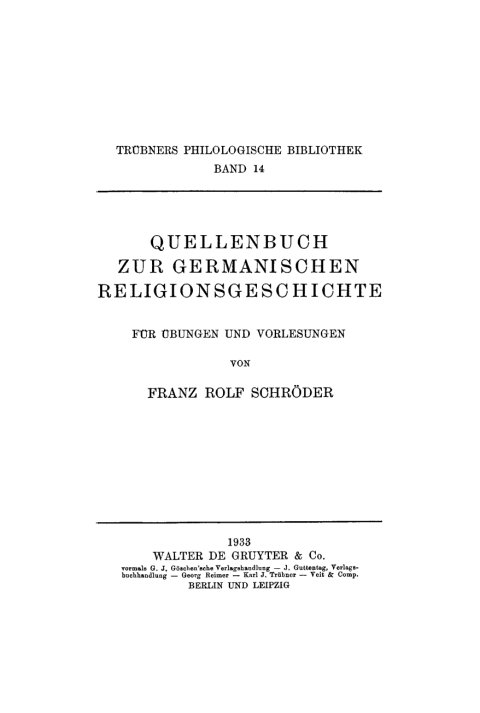 Cover image for book Quellenbuch zur germanischen Religionsgeschichte