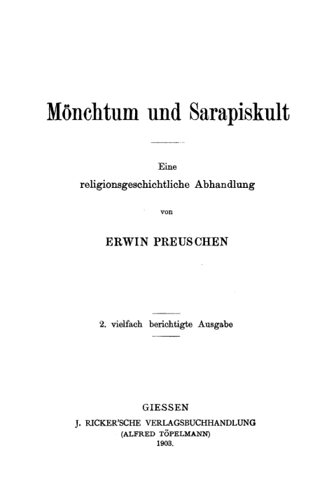 Cover image for book Mönchtum und Sarapiskult