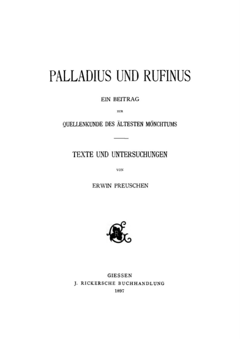 Cover image for book Palladius und Rufinus