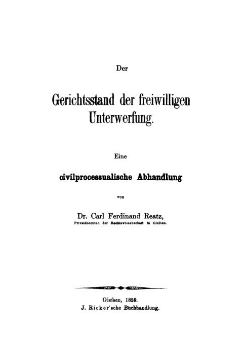 Cover image for book Der Gerichtsstand der freiwilligen Unterwerfung