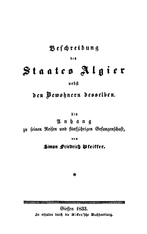 Cover image for book Beschreibung des Staates Algier