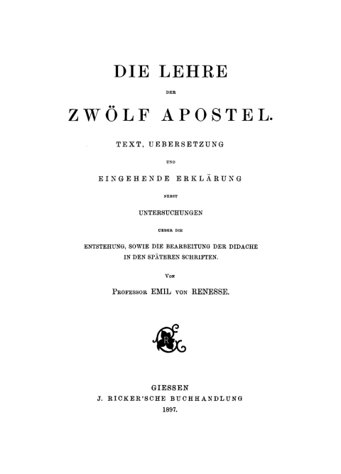 Cover image for book Die Lehre der zwölf Apostel