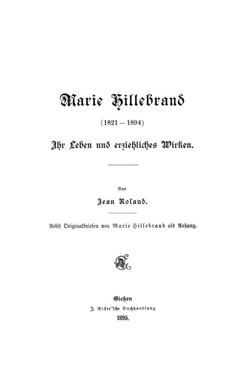 Cover image for book Marie Hillebrand (1821–1894)
