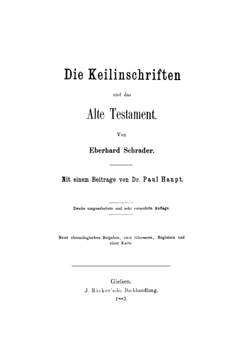 Die Keilinschriften und das Alte Testament 