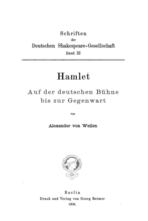 Cover image for book Hamlet auf der deutschen Bühne bis zur Gegenwart