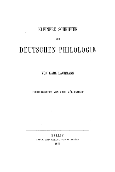 Cover image for book Karl Lachmann: Kleinere Schriften. Band 1