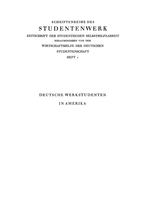 Cover image for book Deutsche Werkstudenten in Amerika