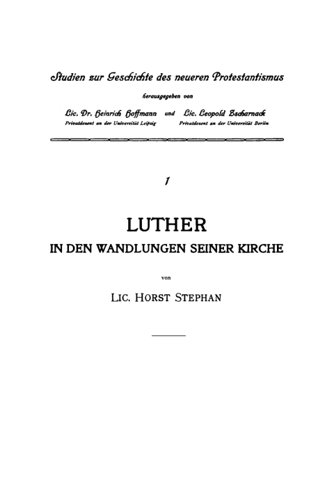 Cover image for book Luther in den Wandlungen seiner Kirche