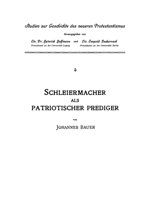 Cover image for book Schleiermacher als patriotischer Prediger