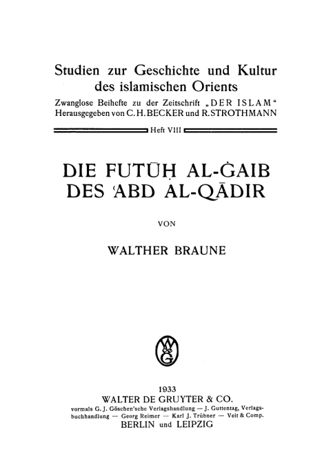 Cover image for book Die Futūh al-ġaib