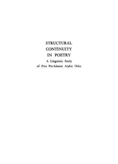 Cover image for book Structural continuity in poetry
