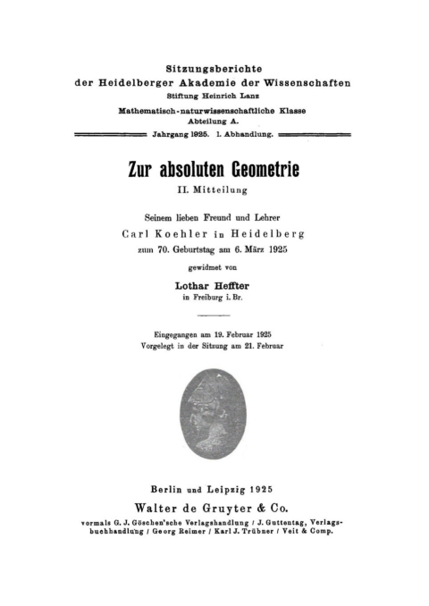 Cover image for book Zur absoluten Geometrie, Mitteilung 2