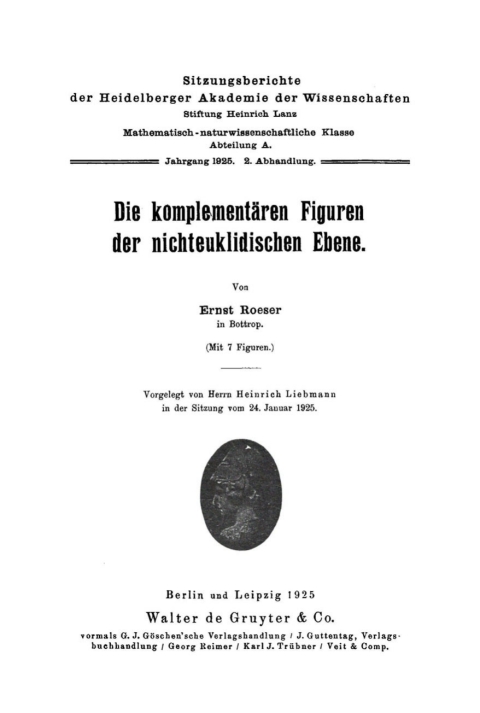 Cover image for book Die komplementären Figuren der nichteuklidischen Ebene