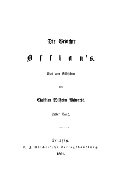 Cover image for book Ossian [angebl. Verf.]; James MacPherson: Die Gedichte Ossian’s. Band 1-3