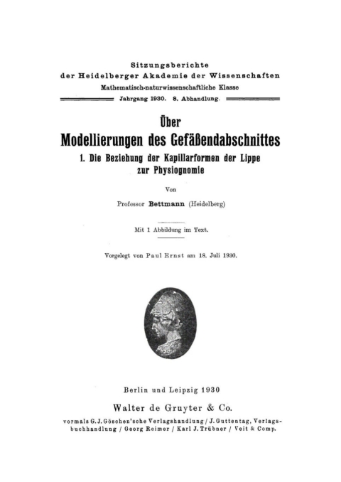 Cover image for book Über Modellierungen des Gefäßendabschnittes, 1: Die Beziehung der Kapillarformen der Lippe zur Physiognomie