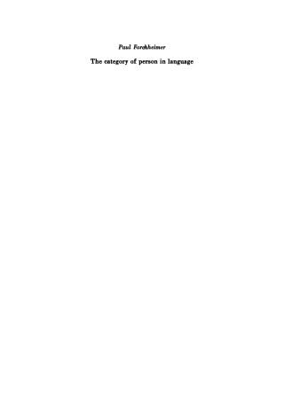 The Category of Person in Language