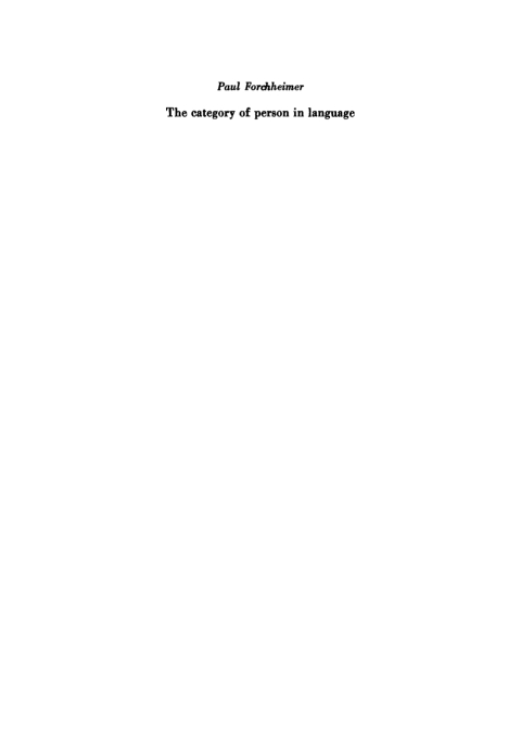Cover image for book The Category of Person in Language