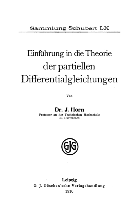Cover image for book Einführung in die Theorie der partiellen Differentialgleichungen