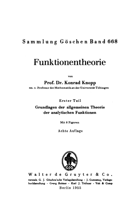 Cover image for book Grundlagen der allgemeinen Theorie der analytischen Funktionen