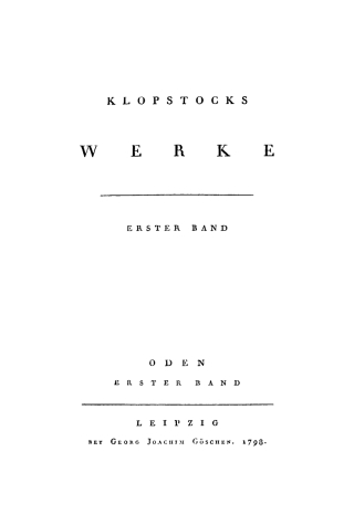 Friedrich Gottlieb Klopstock: Klopstocks sämmtliche Werke. Band 1