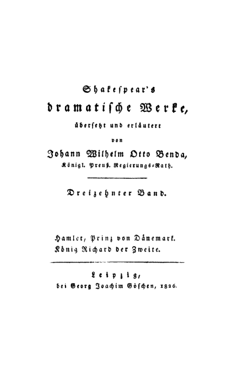 Cover image for book Hamlet, Prinz von Dänemark. König Richard der Zweite