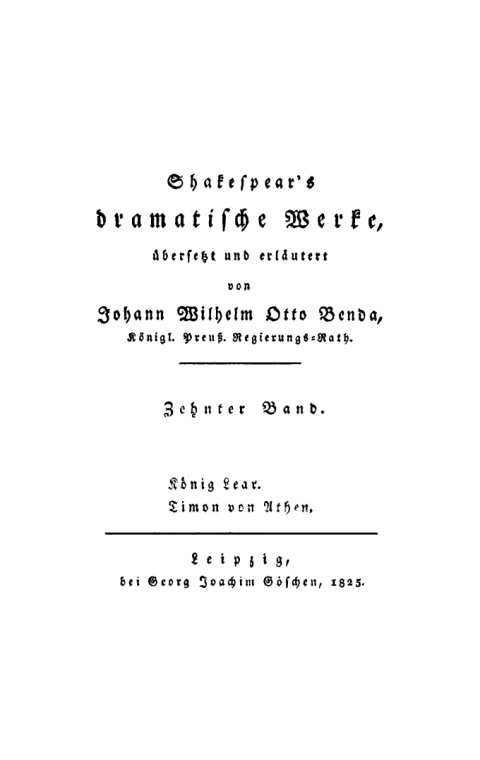 Cover image for book König Lear. Timon von Athen