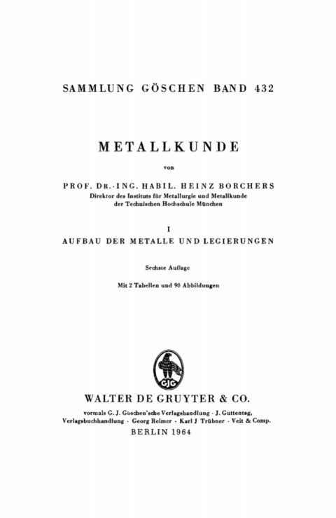 Cover image for book Aufbau der Metalle und Legierungen
