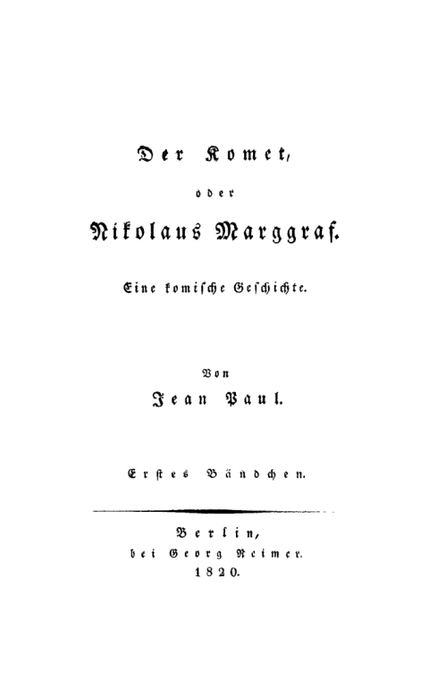 Cover image for book Der Komet, oder Nikolaus Marggraf : Eine komische Geschichte