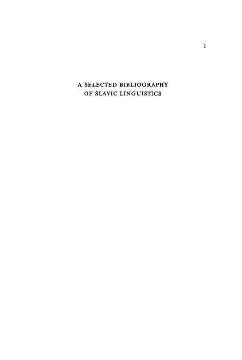 Cover image for book A selected bibliography of Slavic linguistics 1