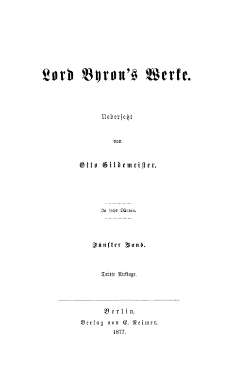 Cover image for book George Gordon Byron: Lord Byron’s Werke. Band 5
