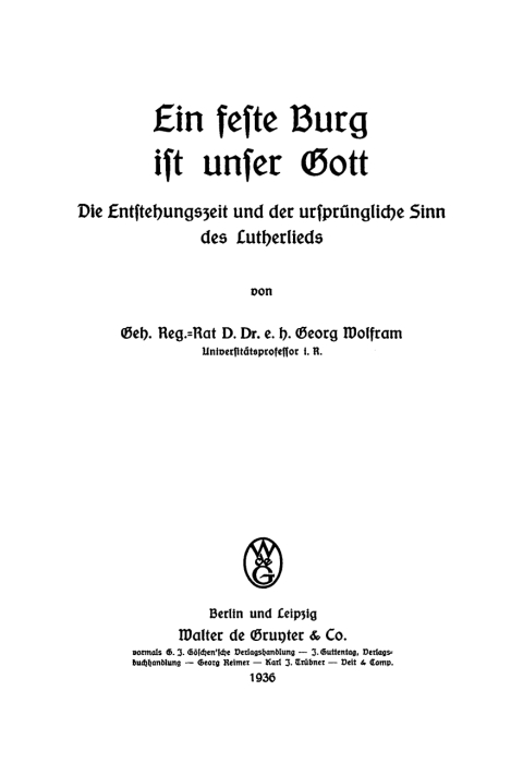 Cover image for book Ein feste Burg ist unser Gott