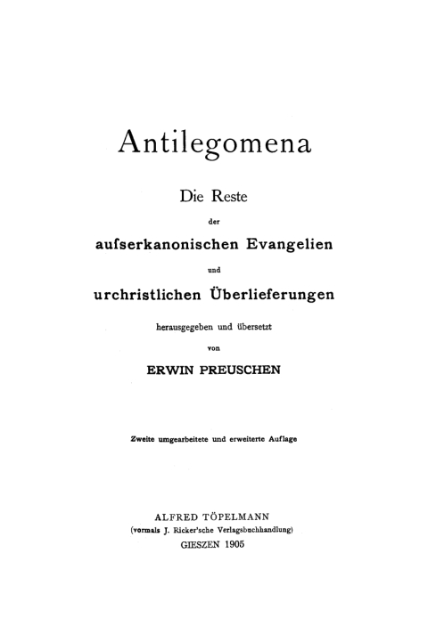 Cover image for book Antilegomena