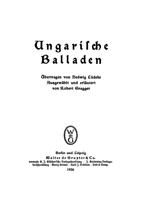 Cover image for book Ungarische Balladen