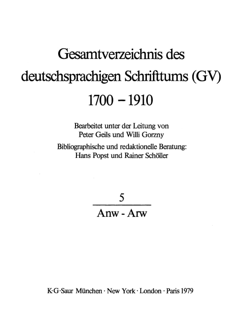 Cover image for book Anw - Arw