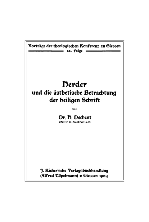 Cover image for book Herder und die ästhetische Betrachtung der heiligen Schrift