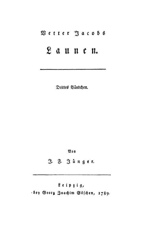 Cover image for book J. F. Jünger: Vetter Jacobs Launen. Bändchen 3