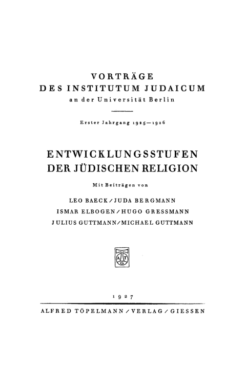Cover image for book Entwicklungsstufen der jüdischen Religion